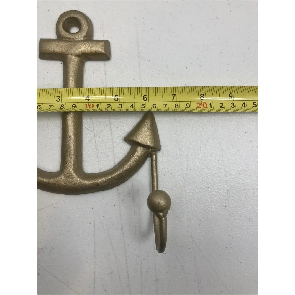 Vtg Nautical Metal Anchor Double Hook Coat Hat Hanger‎ Wall Mount Rustic 8x6